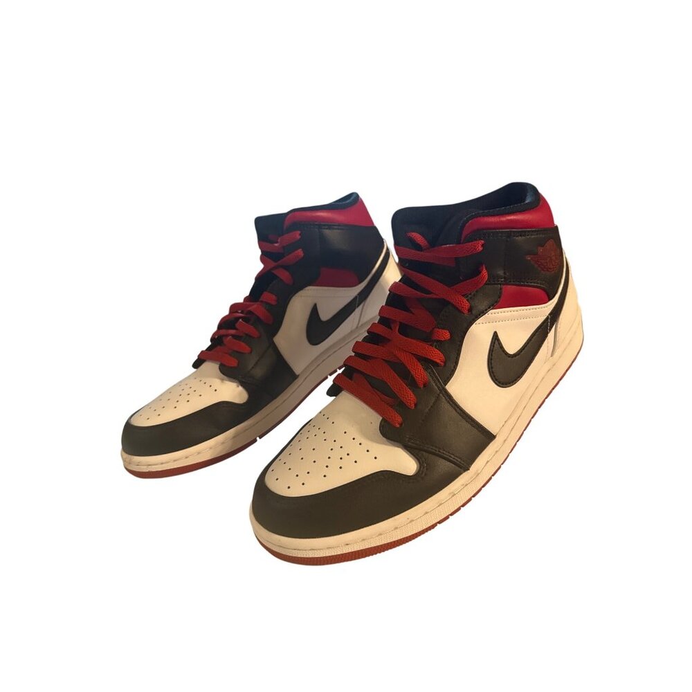 Air Jordan 1 Mid Shoes Black/Red/White Mens Size 11.5